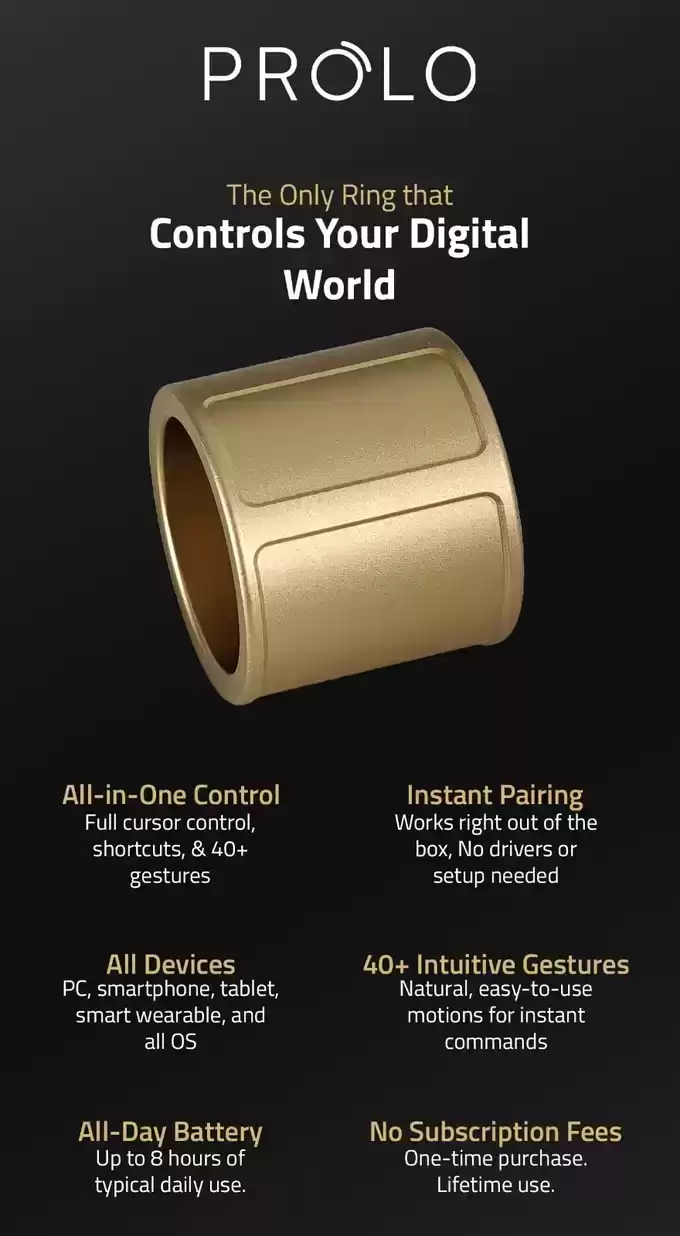 颠覆未来！Prolo Ring 智能戒指：手指一动，电脑随你掌控！